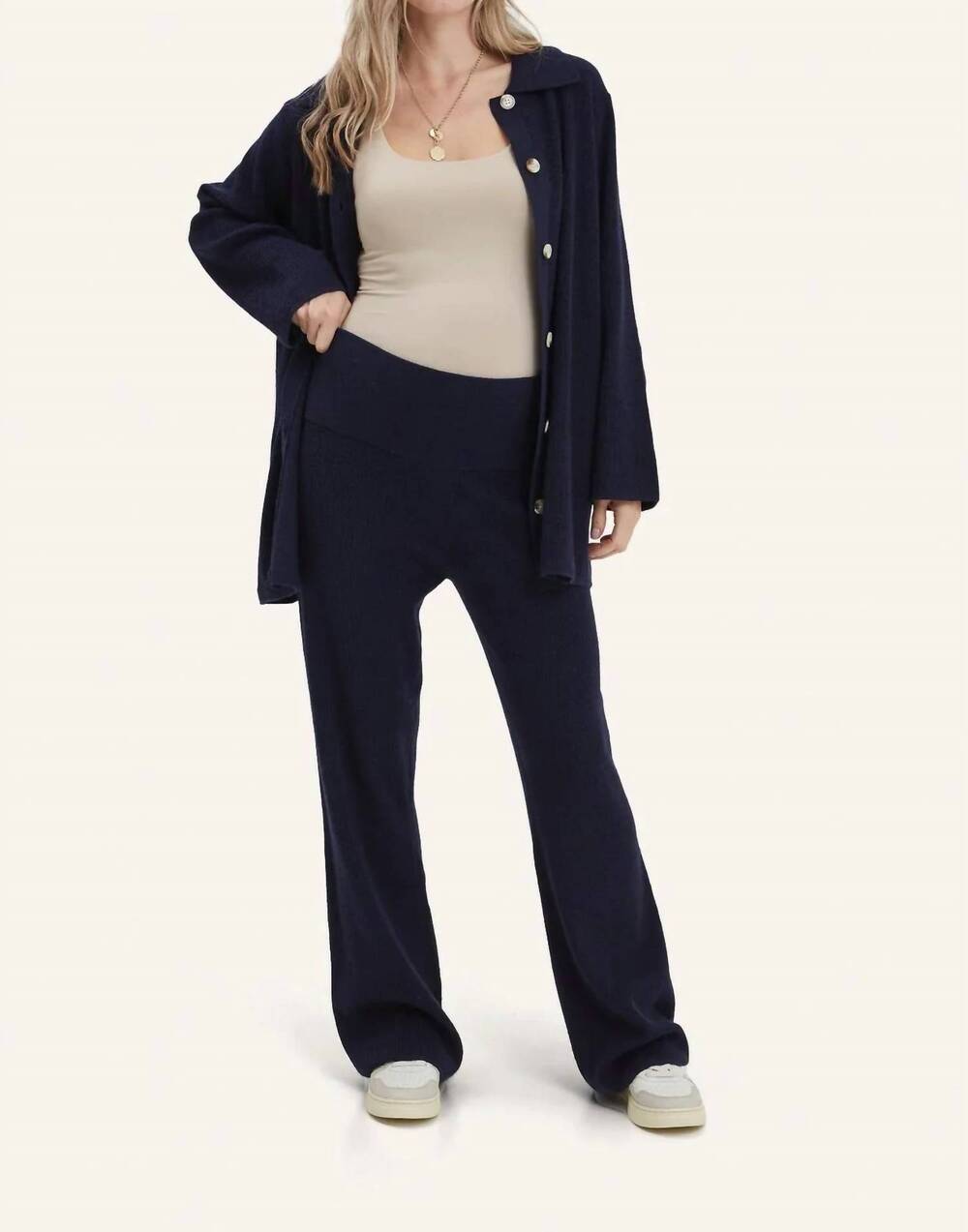 NEW NOM MATERNITY thomasine sweater cardigan - maternity in navy